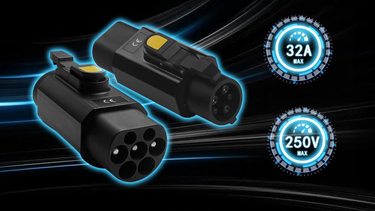 PC Copper Type2 to J1772 EV Charger Adapter for Type1 Cars 220V 32A Portable Charging Station