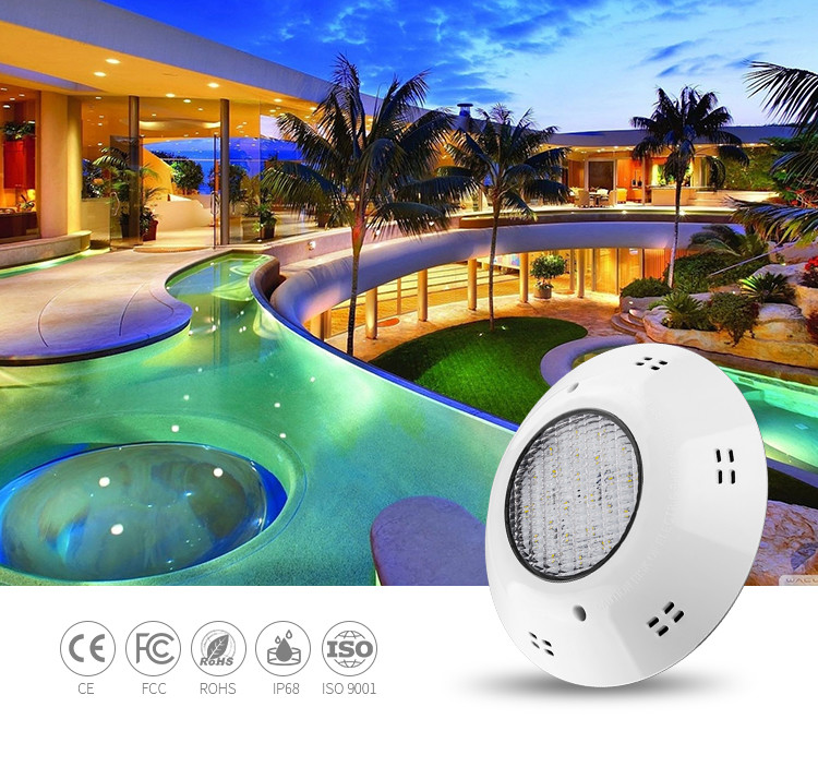 Pure White 6500K IP68 12V ABS LED Surface Mounted Pool Lights Underwater Swimming