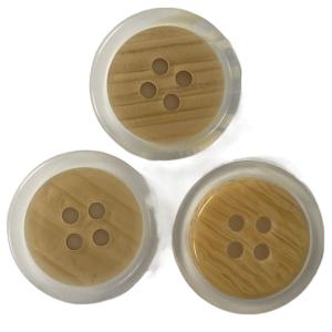 China Polyester Fake Wooden Buttons With Transparent Rim Use On Coat factory