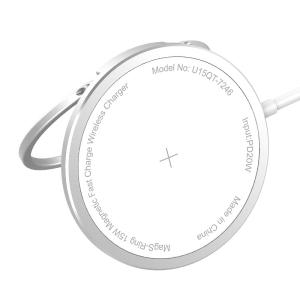 China Magnetic Fast Charging 15W 2 In 1 Wireless Charger With Ring Holder factory
