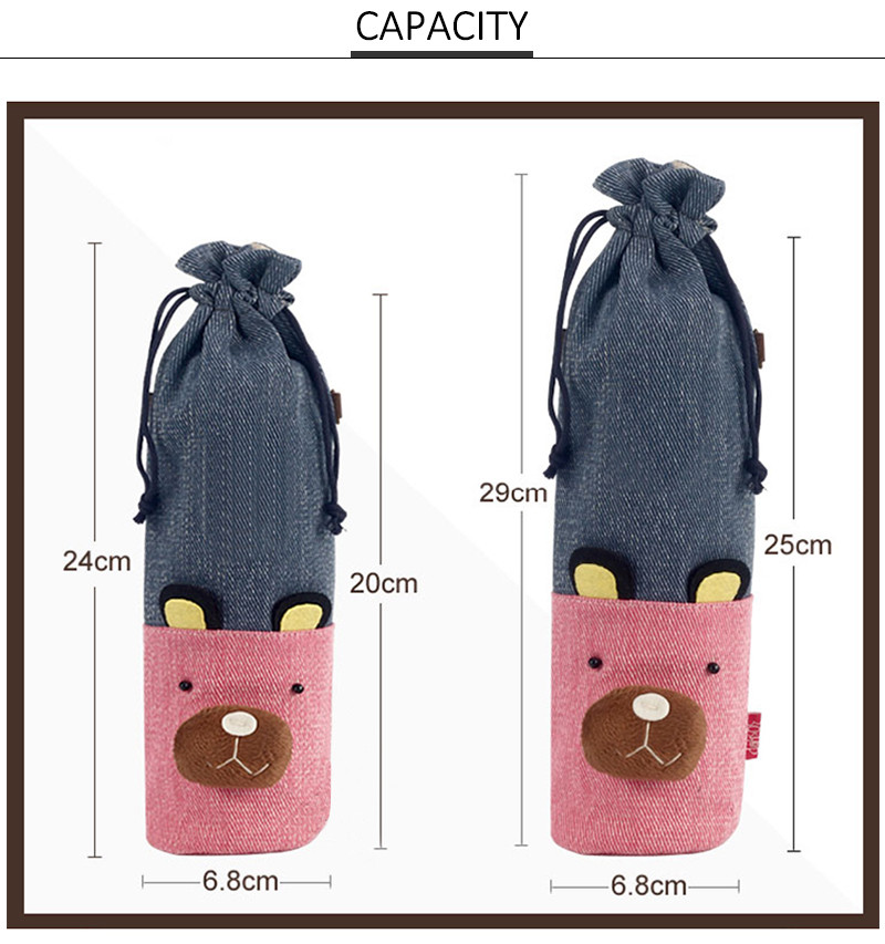 Cute Animal Print Organic Cotton Canvas Drawstring Beer Holder Bag