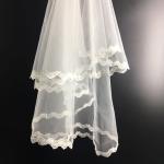Embroidery lace with bead Ivory/White Bridal Veil with Rhinstone Wedding