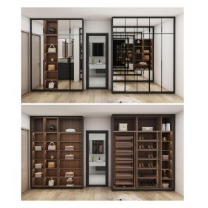 Customizable Wood Stainless Steel Wardrobe 60x200cm Modern Vintage