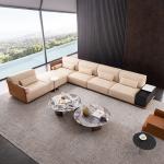 Modern Interior L Shape Sofa Set Luxury Leather Hotel Lobby Office Area