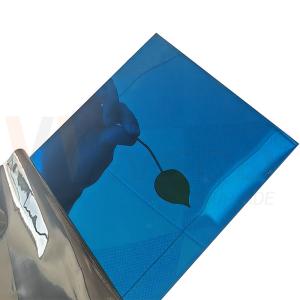 China Customize Thickness Stainless Steel Decorative Plate AISI 304 SS Metal Sheet Mirror Finish Blue Coated factory