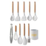 Wood Silicone Kitchen Utensil Sets 11PCS Nonmelting Odorless Scaldingproof