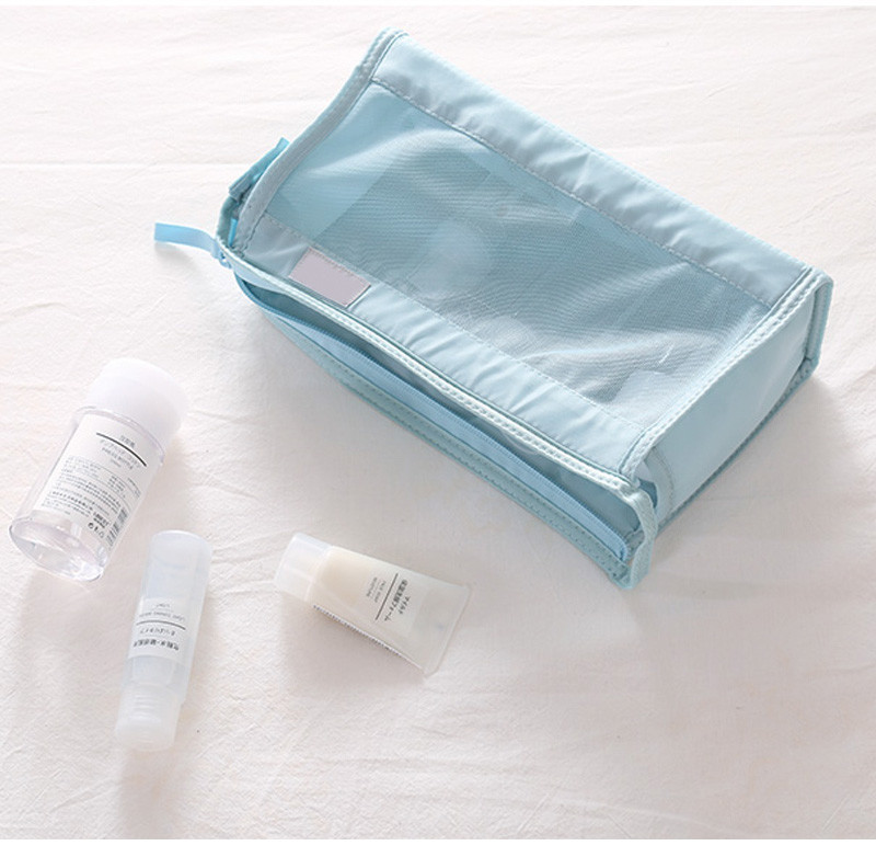 Eco-Friendly Promotional Zipper Transparent Polyester Mesh Cosmetic Bag