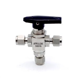 China High Pressure Forged Gas 3-Way Stainless Steel Ferrule OD Ball Valve factory