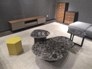 China Modern European Style Marble Top Metal Base Coffee Table Set factory