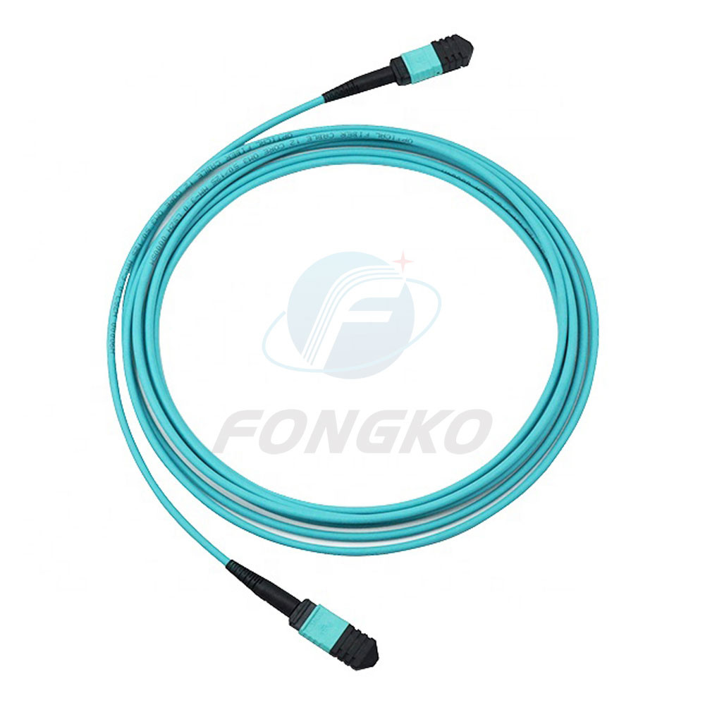 Professional Manufacturer 1 meter 12 cores Fiber Optic Patchcord OM3-300 female MPO fiber optic patchcord