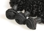 Natural Black Virgin Curly Hair Bundles / Curly Weave Human Hair 3 Bundles