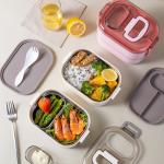 Food-Grade PP Plastic And Stainless Steel Bento Box Stackable Leak-Proof Double