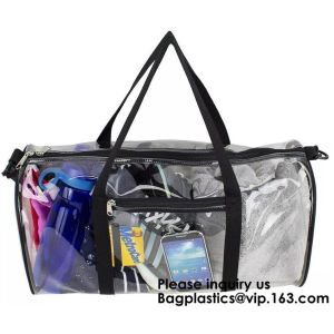 Clear Duffel Gym Bag Transparent PVC Carry Bag With Shoulder Strap,Cosmetic