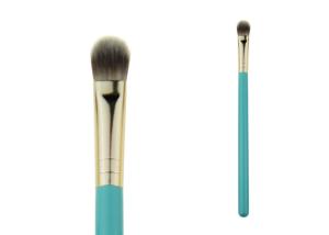 China Grey Nylon Hair Tapered Blending Brush Gold Aluminum Ferrule With Blue Wooden Handle factory