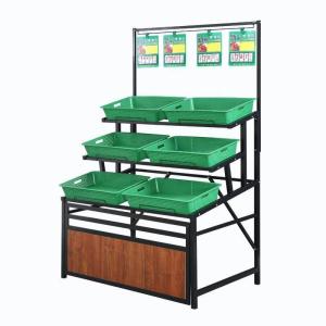 China Tilt Angle 200kg Fruit And Veg Display Shelves 0.8mm Panel Thickness factory