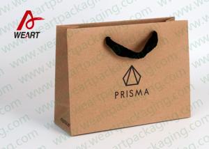 China Brown Kraft Personalised Paper Bags Biodegradable Flat Rope Handle and Black Foil LOGO factory