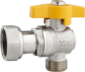 China 5802C Gas Stove Valve Brass Ball Valve Angle Type DN15 for Residential Gas Supply with Flexible Female Threaded Nut factory