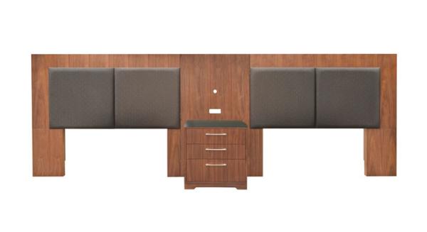 Walnut wood veneer upholstery king/queen size wooden headbaord for 5-star hotel