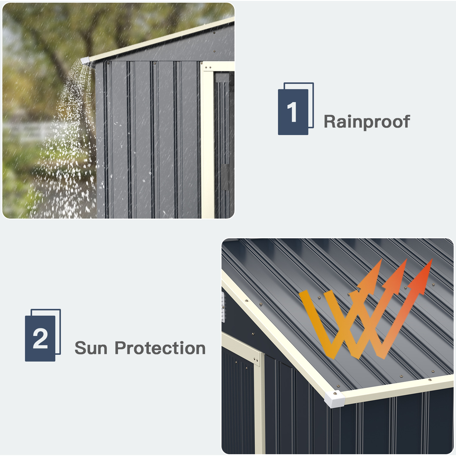 Large Size Metal Garden Building Shed with 4 Vents 43kg Powder Coated Frame by AJUNION