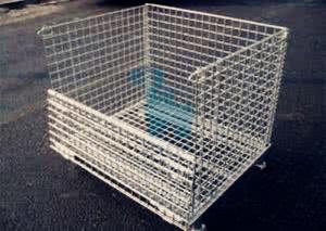China Galvanized Finish Logistic Wire Mesh Cages / Folding storage cage factory