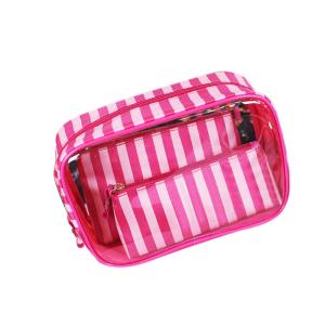 China Eco Friendly PVC+Polyester Zipper Soft Clear Travel Cosmetic Bag factory