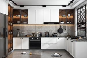 China Kitchen Cabinets For Custom Prefab Houses Wooden Unit Designs Smart Cupboard factory