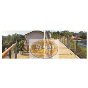 Modern Zinc Steel Wood Grain Railing Galvanized Finish