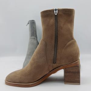 China Office Ladies Leopard Print Ankle Boots Beige Tan Black Soft Nappa Leather Upper factory