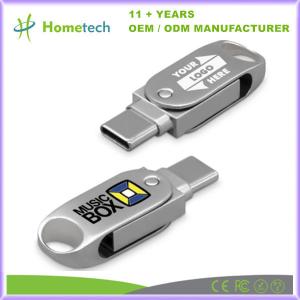 China Shockproof Dual USB-C USB-A Capless Flash Drive 3.0 Silver Customized factory