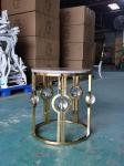Gold Plated Stainless Steel Marble Side Table Light Luxury Metal Crystal Ball