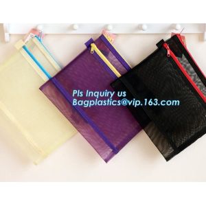 promotion pvc binder file A4 mesh zipper waterproof bag from professional