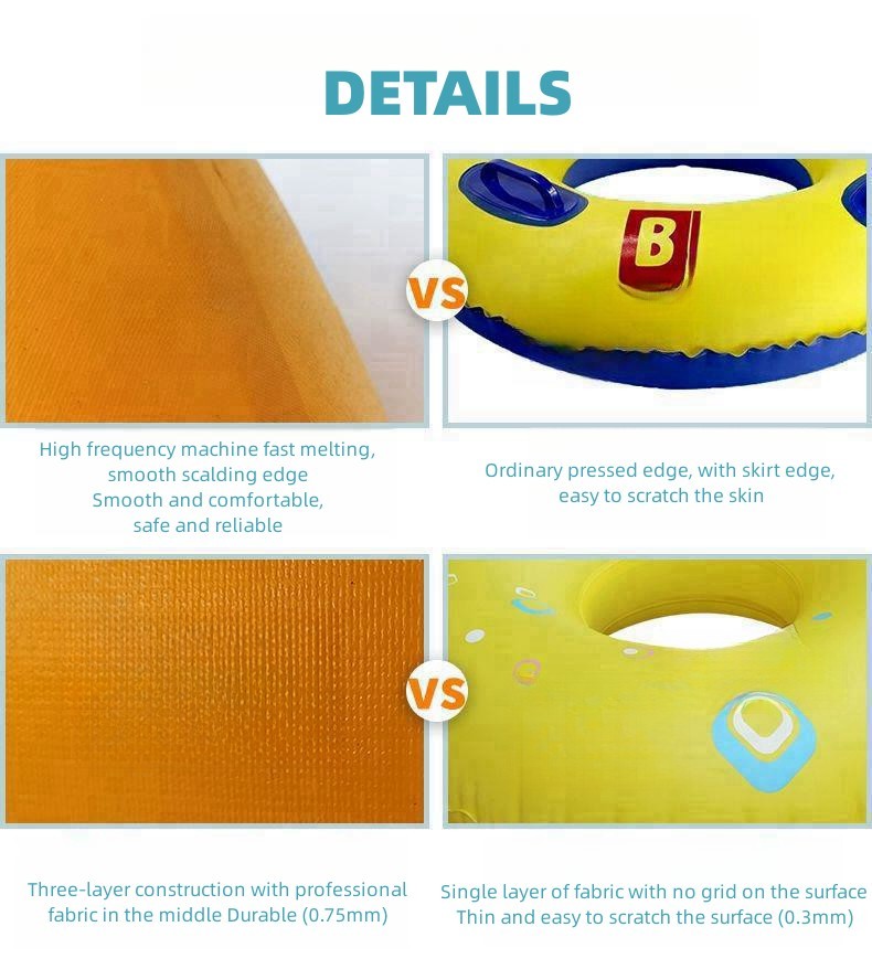 Yellow Thickened Plastic Swim Ring Kayak For Water Park Slide Play