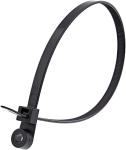 7.87 inch Black Screw Hole Zip Ties Nylon 66 Screw Mount Cable Tie