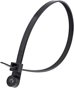 China Black 8 Inch Screw Mount Cable Ties Nylon 66 200mm x 5mm 100 pcs/bag factory