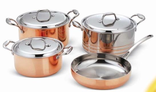 Saucepot and frypan cookware set 7Pcs for Tri-ply Copper SHXYY-01-4,Thickness 2