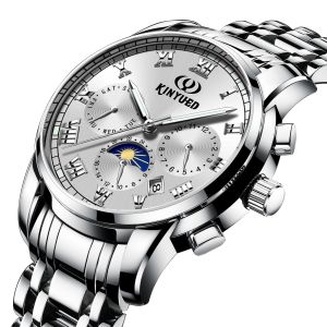 White Dial Mens Mechanical Watches  Stainless Steel Mechanical Watch