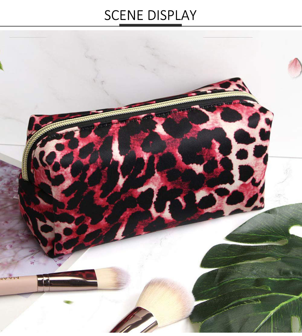 3pcs Pink Leopard Cosmetic Pouch Bag For Travel