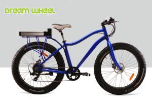 China Blue Electric Fat Tire Beach Cruiser Bikes Shimano 6 Speed Snow Road factory