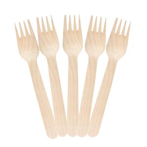 China Disposable Wooden Biodegradable Cutlery Forks 160mm 6.3 Inch factory