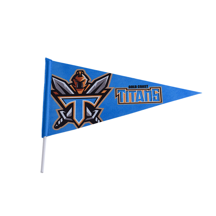 OEM Printed Felt Pennant Flag , Triangle Hand Waver Flags