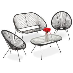 China Modern Garden Furniture Outdoor Patio Set with Steel Frame and Plastic Wicker Rope factory