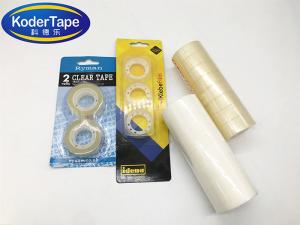 China 20mic Logo Printed Waterbase Acrylic Glue Super Crystal Bopp Film Stationery Tape factory