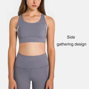 China Adjustable Strap Round Neck Womens Sports Bra Quick Dry Nylon Fitness Crop Top factory