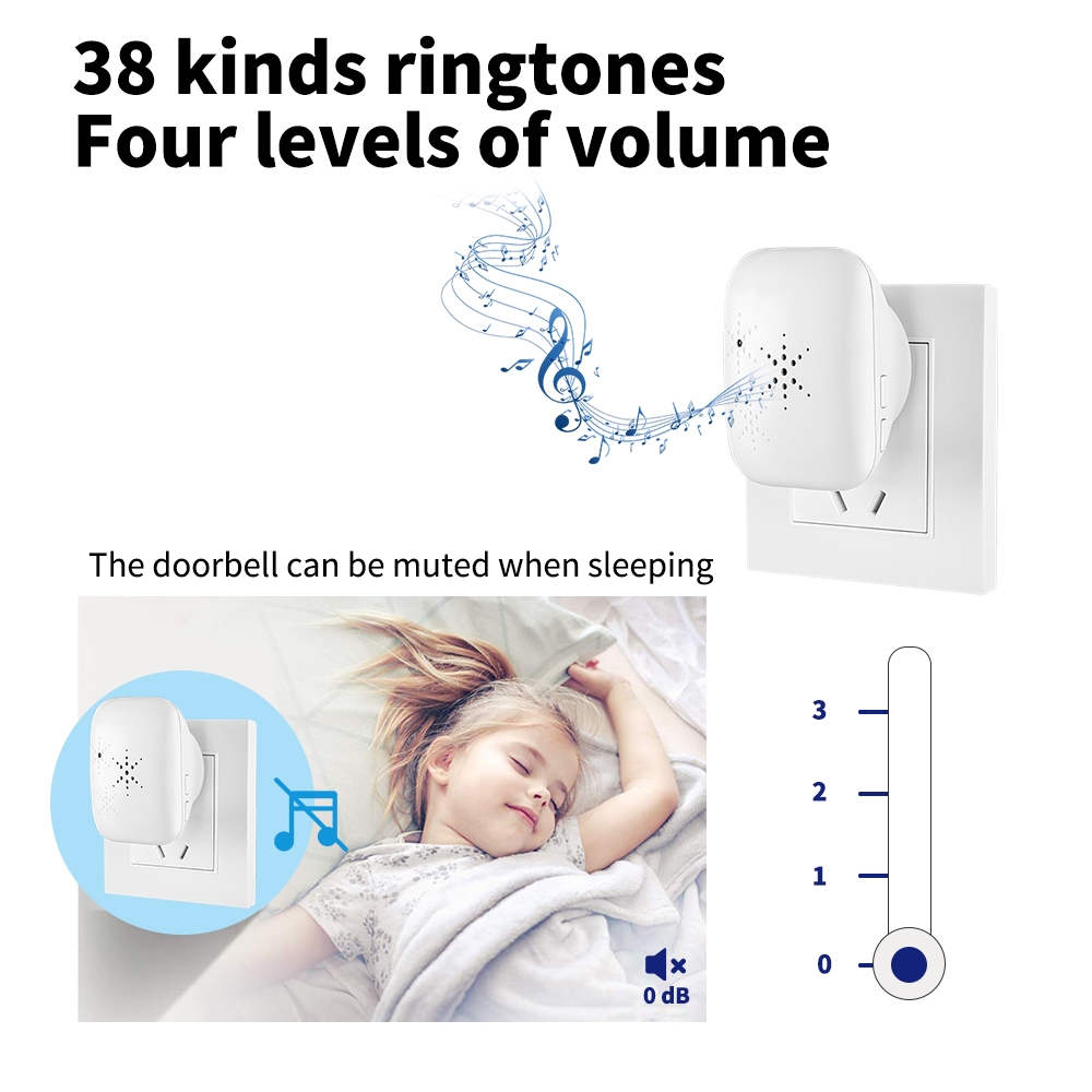 Wireless Call Ring Doorbell US EU UK Outdoor No Wiring Self Powered Waterproof Doorbell 300M