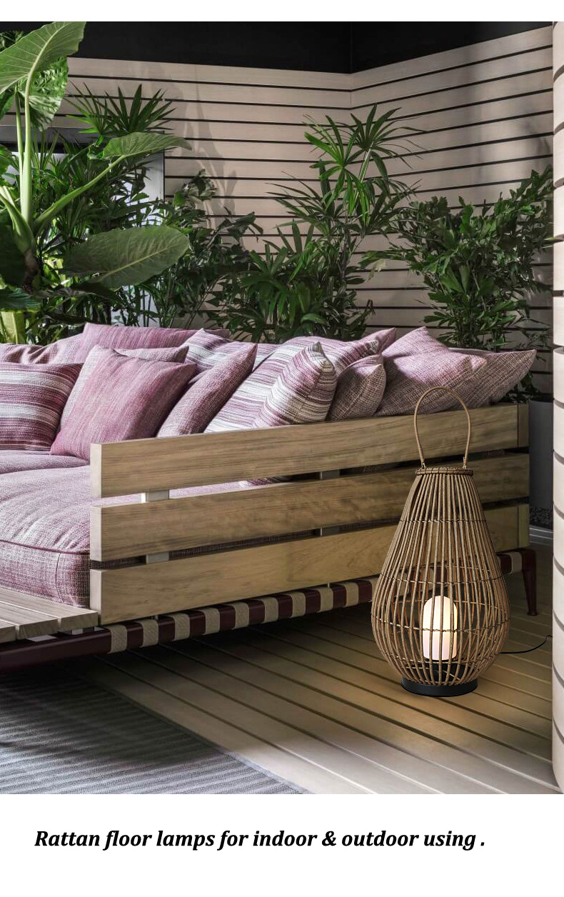 Landscape Outdoor Lanterns Rattan Woven Lamp Rechargeable Pendant