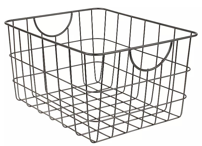 Black Metal 2.5mm Wire Mesh Storage Baskets Kitchen Bathroom Living Room