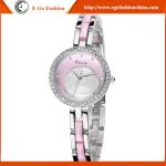 KM20 Fashion Women Bracelet Bangle Stainless Steel Crystal Dial Quartz Analog