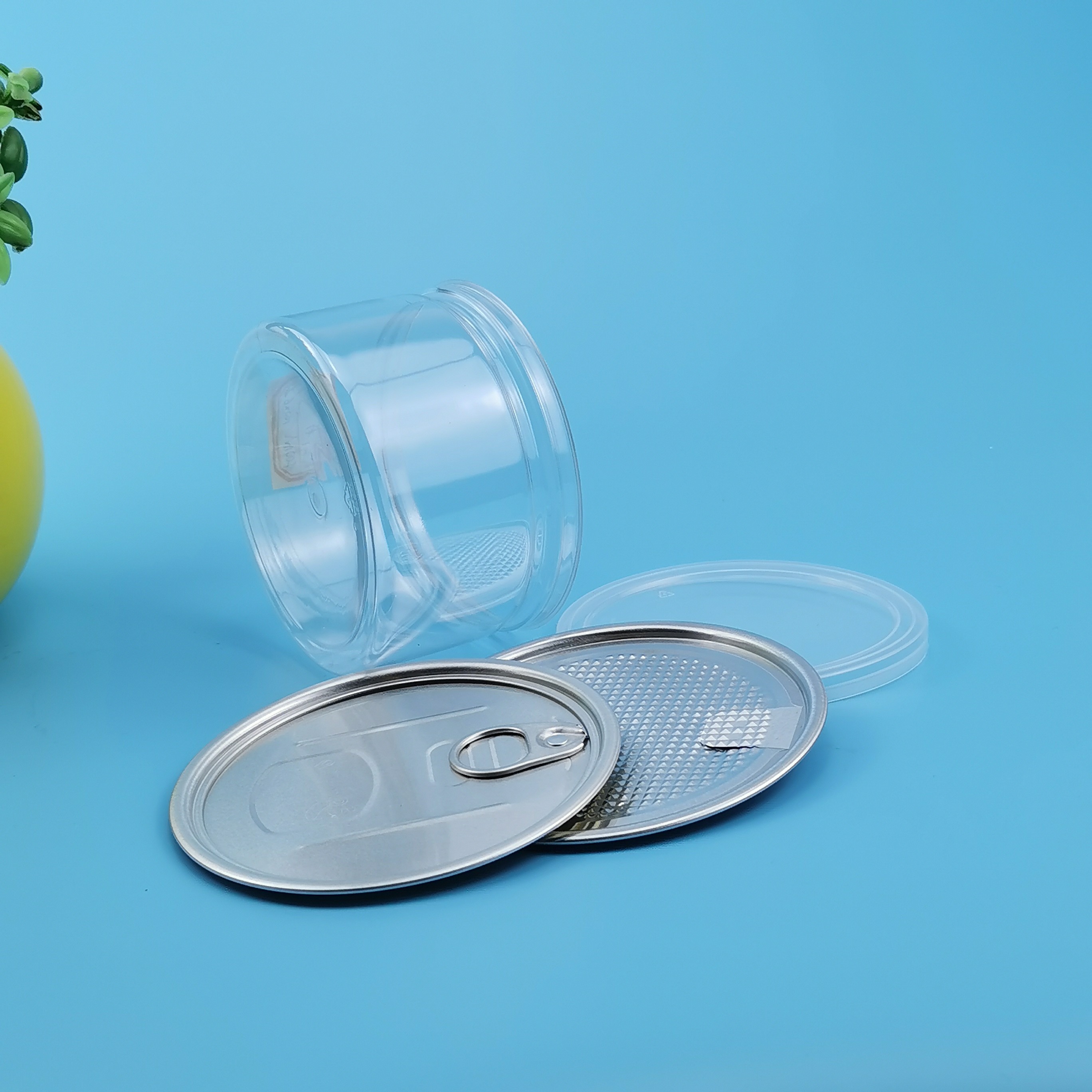 99mm 0.5L Sugar PET Peel Off Little Plastic Jars With Lids