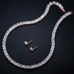 Simple Female White Crystal Jewelry Set Charm Necklace Bracele Earring Ring For