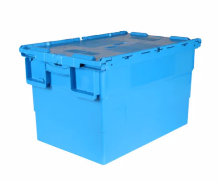 China Virgin Plastic Attached Lid Containers Nestable Stackable Moving Tote Box factory